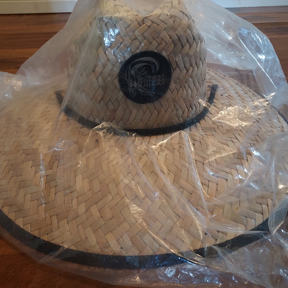 O'Neill Straw Sun Hat in Natural with Black Trim